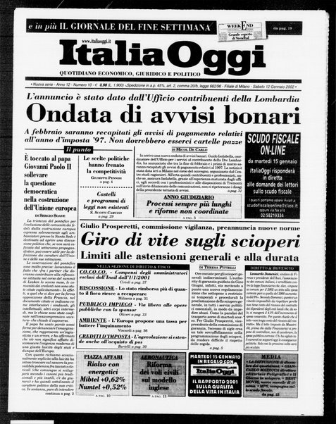 Italia oggi : quotidiano di economia finanza e politica